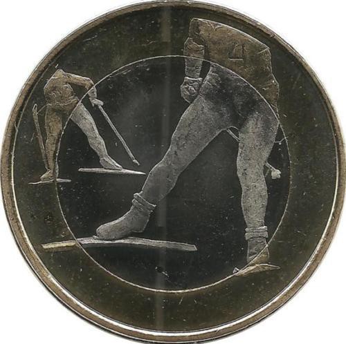Лыжи. Монета 5 евро 2016 г. Финляндия.UNC. 