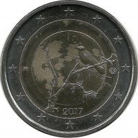 Природа Финляндии. Монета 2 евро. 2017 год, Финляндия.UNC.