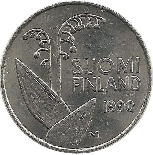 Монета 10 пенни.1990 год, Финляндия (медно-никелевый сплав).