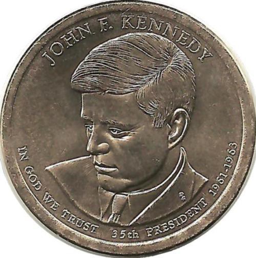 Джон Кеннеди (1961–1963), 35-президент США , 1 доллар , 2015 год. Монетный двор (D). UNC.