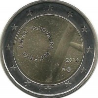 100 лет со дня рождения дизайнера Илмари Тапиоваара.  Монета 2 евро. 2014 год, Финляндия. UNC. 