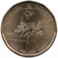 100 лет королевскому флоту Канады. Монета 1 доллар. 2010 год, Канада. UNC.