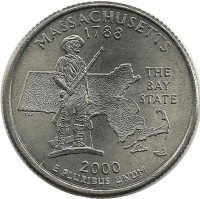 Массачусетс (Massachusetts). Монета 25 центов (квотер), 2000 г. P.  CША. 