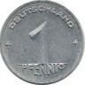 Монета 1 пфенниг.  1950 год, ГДР.   E - Мульденхюттен. 