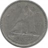 Шхуна Bluenose. Гафельная двухмачтовая шхуна Блюноуз. Монета 10 центов. 1973 год, Канада. 