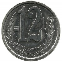 Монета 12½ сентимо. 2007 год, Венесуэла. UNC.