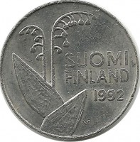 Монета 10 пенни.1992 год, Финляндия.