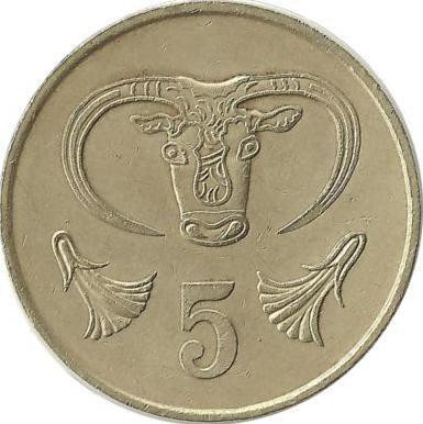 Бык. Монета 5 центов. 1983 год, Кипр.