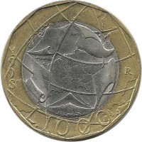 Европейский союз. Монета 1000 лир. 1998 год, Италия.