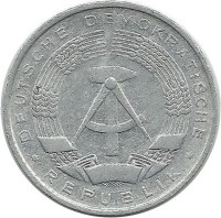 Монета 1 пфенниг.  1963 год, ГДР.  