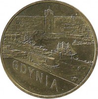 Гдыня (Gdynia).  Монета 2 злотых  2011 год, Польша.
