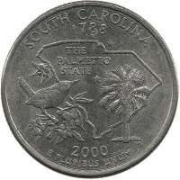 Южная Каролина (South Carolina). Монета 25 центов (квотер), 2000 г. D.  CША. 