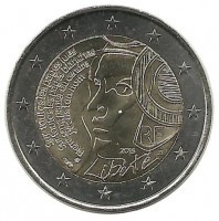 225-летие Фестиваля Федерации. Монета 2 евро. 2015 год, Франция. UNC.