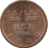 Монета 50 эре. 2000 год, Швеция. (B).