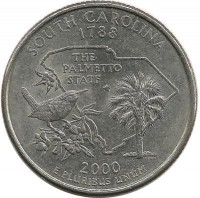 Южная Каролина (South Carolina). Монета 25 центов (квотер), 2000 г. P.  CША.