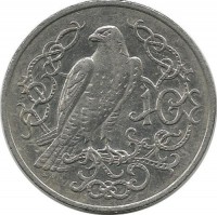 Сокол. Монета 10 пенсов. 1982 год, Остров Мэн. Отметка "АD"