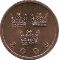 Монета 50 эре. 2003 год, Швеция. (H).