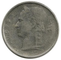 Монета 1 франк.  1972 год, Бельгия.  (Belgie)