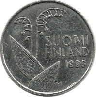 Монета 10 пенни.1996 год, Финляндия.
