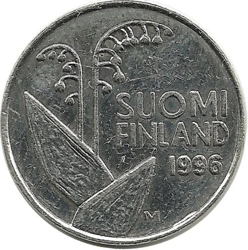 Монета 10 пенни.1996 год, Финляндия.