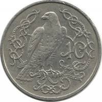 Сокол. Монета 10 пенсов. 1983 год, Остров Мэн. Отметка "АD"