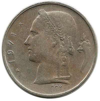 Монета 1 франк.  1971 год, Бельгия.  (Belgie)