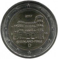 Рейнланд-Пфальц. Федеральные земли Германии. Монета 2 евро, 2017 год, (J) . Германия. UNC.