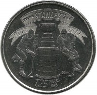 125 лет Кубку Стенли. Монета  25 центов  (квотер),  2017 год, Канада. UNC.