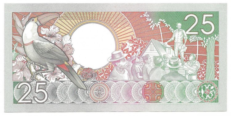 Суринам. Банкнота 25 гульденов. 1988 год. UNC.  