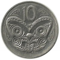 Маска маори. Монета 10 центов. 1997 год, Новая Зеландия.