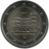 Рейнланд-Пфальц. Федеральные земли Германии. Монета 2 евро, 2017 год, (G) . Германия. UNC.