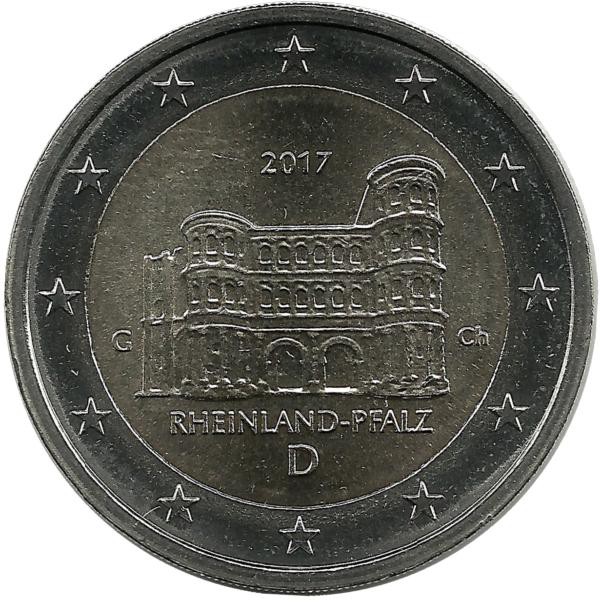 Рейнланд-Пфальц. Федеральные земли Германии. Монета 2 евро, 2017 год, (G) . Германия. UNC.