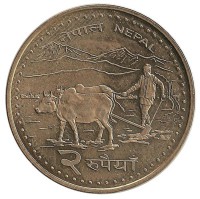 Монета 2 рупии 2006 год, Непал. UNC.