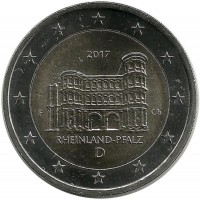 Рейнланд-Пфальц. Федеральные земли Германии. Монета 2 евро, 2017 год,   (F) . Германия. UNC.