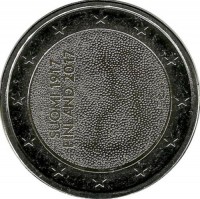 100-летие независимости Финляндии. Монета 2 евро. 2017 год, Финляндия.UNC.