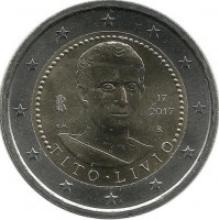 2000 лет со дня смерти Тита Ливия. Монета 2 евро. 2017 год, Италия. UNC.