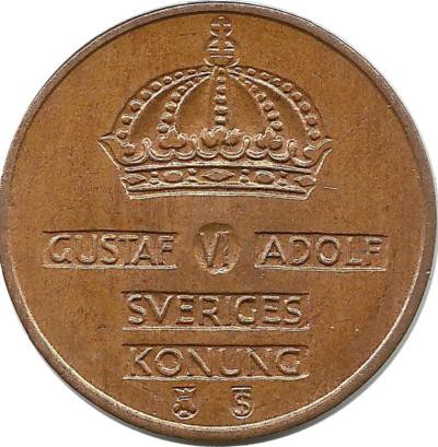 Монета 2 эре.1961 год, Швеция. (TS).