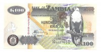 Банкнота 100 квача. 2006 год. Замбия. UNC.  