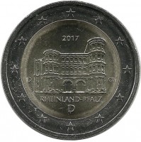 Рейнланд-Пфальц. Федеральные земли Германии. Монета 2 евро, 2017 год, (D) . Германия. UNC.