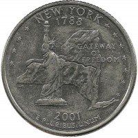Нью-Йорк ( New York). Монета 25 центов (квотер), 2001 г. D.  CША. 