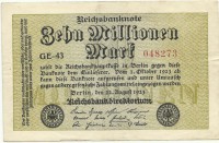 Рейхсбанкнота 10 миллионов марок 1923 год, Германия. (Серия: GE-43).