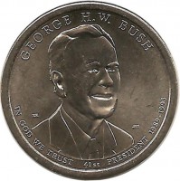 Джордж Герберт Уокер Буш. 41-й президент США, 1 доллар, 2020 год. Монетный двор (P). UNC.