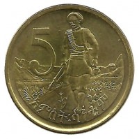 Монета 5 центов. 2008 год, Эфиопия.
