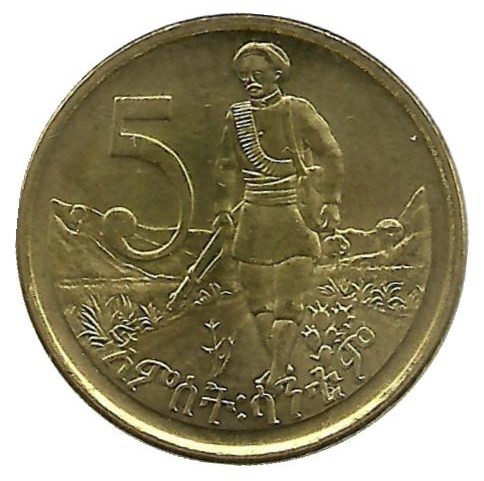 Монета 5 центов. 2008 год, Эфиопия.
