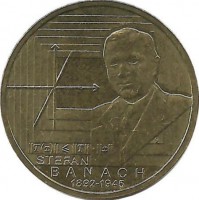 Стефан Банах.  Монета 2 злотых  2012 год, Польша.