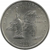 Нью-Йорк ( New York). Монета 25 центов (квотер), 2001 г. P.  CША. 