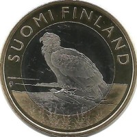 Орлан. Монета 5 евро 2014 г. Финляндия.UNC.
