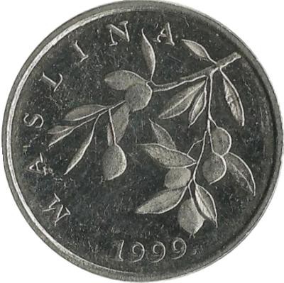 Монета 20 лип. 1999 год, Хорватия. Олива европейская . 