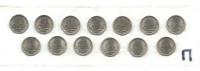 Набор монет 1 копейка 1997-2009 г. СПМД. Россия.   (13 монет)