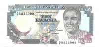 Банкнота 10 квача. 1989 год. Замбия.  UNC.  